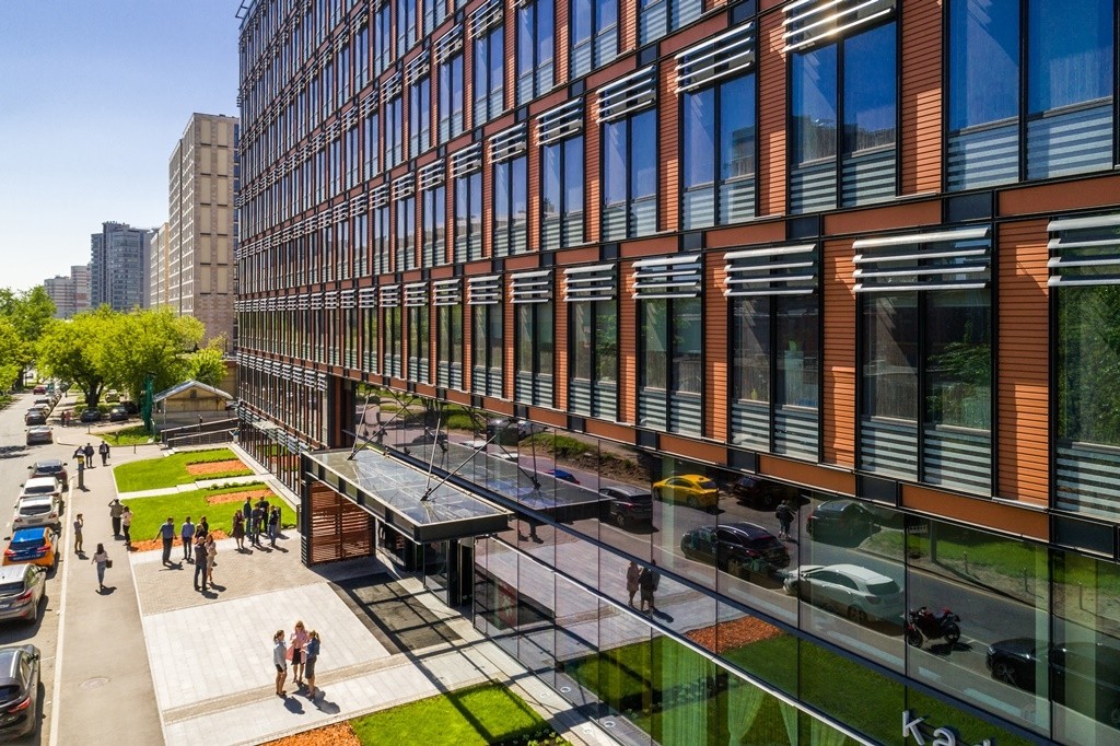Office center with the underground parking