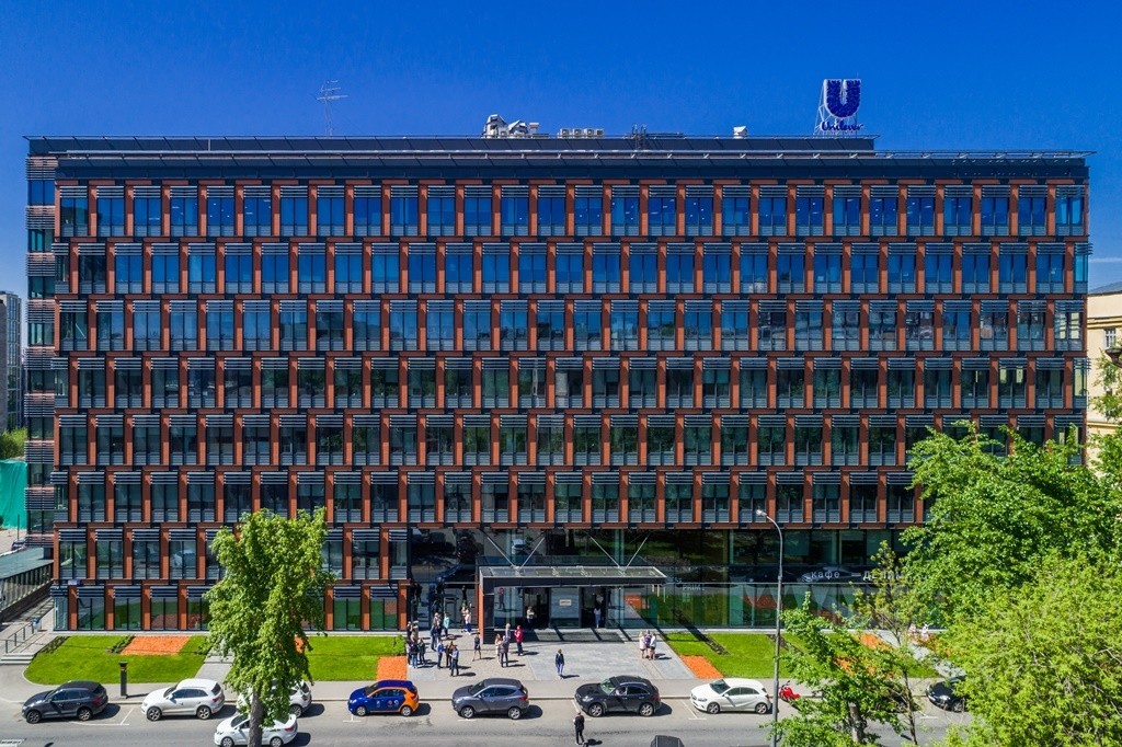 Office center with the underground parking